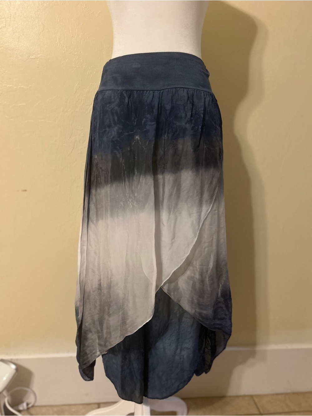 Ombre Maxi Skirt with Tulip Hem - Navy & White
